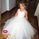 New First Communion Dresses for Girls Champagne O-neck Sleeveless Ball Gown Lace Appliques Flower Girl Dresses for Weddings