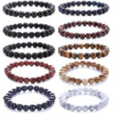Perlenarmband 8mm Naturstein Lava Tigerauge Schwarzer Onyx Matt Heilperlen Armreif Stretch Charme Yoga Für Damen Herren Schmuck