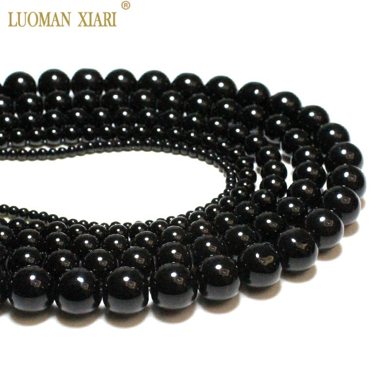Wholesale Black Onyx Round Natural Stone Beads For Jewelry Making DIY Bracelet Necklace 4/6/8/10/12/14 mm Strand 15&#39;&#39;