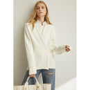 Amii women's spring pine ribbon knitting wool coat new solid full sleeves belt vneck sweater 11940411