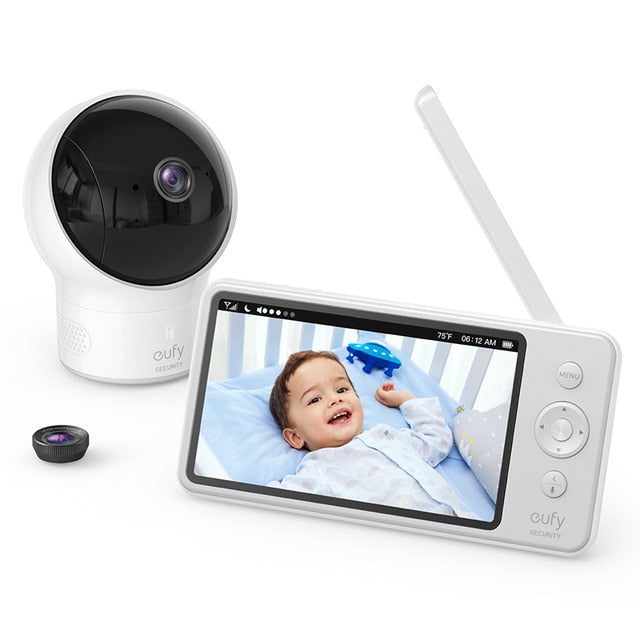 Video Baby Monitor, eufy Security Video Baby Monitor con cámara y audio, resolución HD de 720p, lente gran angular de 110° incluida