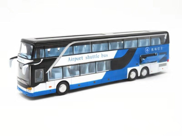 Venta de alta calidad 1:32 modelo de autobús de aleación extraíble, autobús turístico doble de alta imitación, vehículo de juguete flash, envío gratis