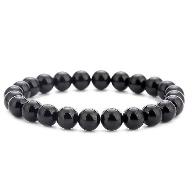 Pulsera con cuentas de 8mm de piedra Natural, Ojo de Tigre de Lava, ónix negro, cuentas curativas mate, brazalete elástico, amuleto de Yoga para mujeres y hombres, joyería