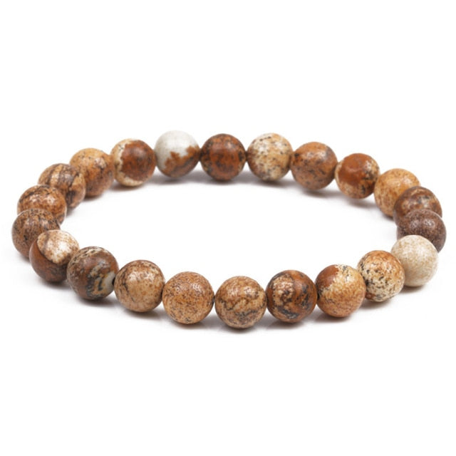 Pulsera con cuentas de 8mm de piedra Natural, Ojo de Tigre de Lava, ónix negro, cuentas curativas mate, brazalete elástico, amuleto de Yoga para mujeres y hombres, joyería