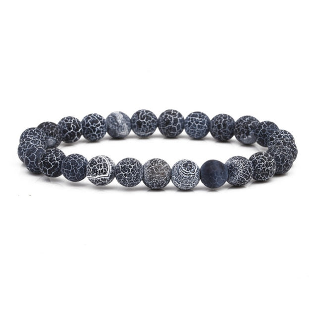 Pulsera con cuentas de 8mm de piedra Natural, Ojo de Tigre de Lava, ónix negro, cuentas curativas mate, brazalete elástico, amuleto de Yoga para mujeres y hombres, joyería