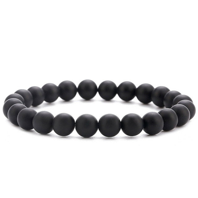 Pulsera con cuentas de 8mm de piedra Natural, Ojo de Tigre de Lava, ónix negro, cuentas curativas mate, brazalete elástico, amuleto de Yoga para mujeres y hombres, joyería