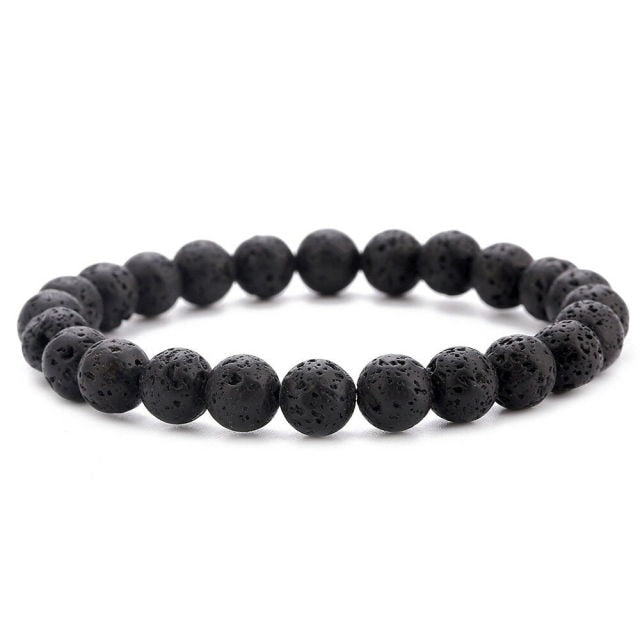 Beaded Bracelet 8mm Natural Stone Lava Tiger Eye Black Onyx Matte Healing Beads Bangle Stretch Charm Yoga For Women Men Jewelry