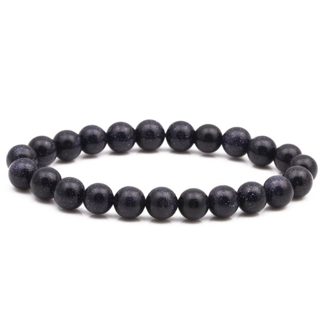 Pulsera de cuentas naturales para hombre, piedra Natural de 8mm, roca de lava, ojo de tigre, ónix negro, cuentas curativas mate, abalorio elástico, joyería de Yoga para mujer