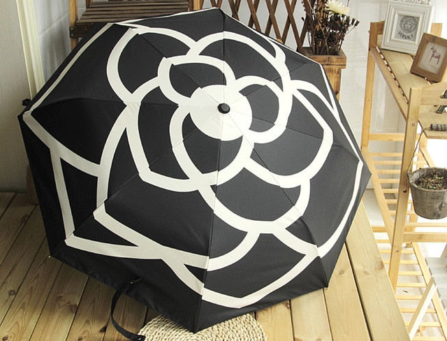 Luxury brands High Quality Camellia automatic umbrella rain women men folding UV sun transparent sunshade umbrellas