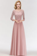 Vestido Madrinha Dusty Rose Lace Long Bridesmaid Dresses Sexy A Line Chiffon Dress for Wedding Party Robe Demoiselle D'honneur
