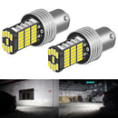 2 uds P21W 1156 BA15S bombillas LED luces de coche señal de giro luz de freno de marcha atrás R5W 4014 LED 12V DC lámpara de automóviles DRL para Skoda