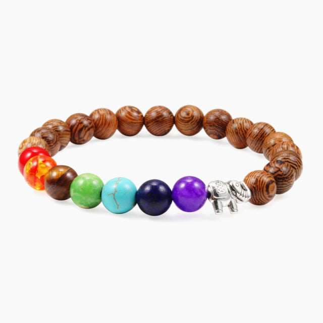 Hot Men Bracelet Wooden Beads Cross 7 Chakra  Healing Balance Onyx Bracelets&amp;Bangles Owl Prayer Reiki Buddha Women Jewelry Homme