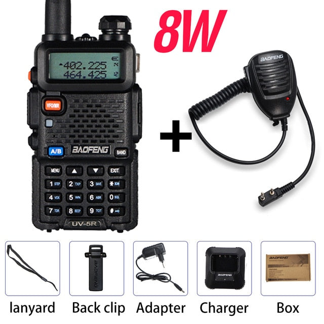 Powerful Baofeng UV-5R 8W Walkie Talkie VHF UHF Transceiver UV 5R Amateur Ham CB Radio Station 8Watts 10km Hunting Transmitter