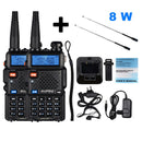 2pcs Real 8W Baofeng uv-5r Walkie Talkie High Power Portable Ham CB Radio uv 5r Dual Band VHF/UHF FM Transceiver Two Way Radio