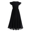 Girls Chiffon Flutter Sleeves Flower Girl Dress Pageant Wedding Birthday Party Long Dress First Communion Party Princess Dress