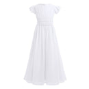 Girls Chiffon Flutter Sleeves Flower Girl Dress Pageant Wedding Birthday Party Long Dress First Communion Party Princess Dress
