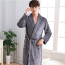 Albornoz tipo Kimono informal para hombre, bata larga de franela para otoño e invierno, ropa de dormir gruesa y cálida, camisón de talla grande 3XL, ropa de casa holgada para hombre