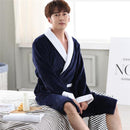 Albornoz tipo Kimono informal para hombre, bata larga de franela para otoño e invierno, ropa de dormir gruesa y cálida, camisón de talla grande 3XL, ropa de casa holgada para hombre