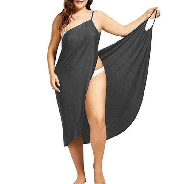 5XL Frauen Sexy Strand V-Ausschnitt Sling Kleid 2020 Sommer Handtuch Rückenfreie Bademode Cover Up Wrap Robe Weibliche Tropische Kleider Plus Größe