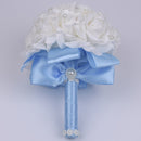 Cheap PE Rose Bridesmaid Wedding Foam flowers Rose Bridal bouquet Ribbon Fake Wedding bouquet de noiva Customized