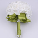 Cheap PE Rose Bridesmaid Wedding Foam flowers Rose Bridal bouquet Ribbon Fake Wedding bouquet de noiva Customized