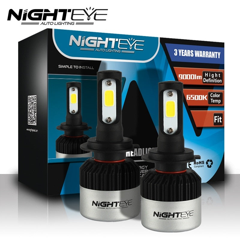 NIGHTEYE Super Bright Car Headlights H7 LED H4 led H1 H8 H11 HB3 9005 HB4 9006 Auto Bulb 72W 9000LM Automóviles Faro 6500K