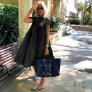 Z-ZOUX Women Dress Short Sleeve Pleated Long Dresses Fashion Bohemian Dress Solid Loose Summer Dresses Plus Size White Black New