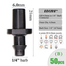 RBCFHI Garden Irrigation Connectors Barbed Single Double Tee Elbow Drip Arrow Cross Coupling Watering Fitting For 3/5 4/7mm Hose