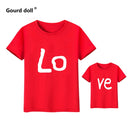 Love family matching clothes red Cotton Mother And Daughter Clothe print T-shirt Mommy And Me Clothe baby Kids girl boy clothing