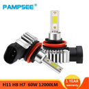 2 uds 60W 12000LM bombillas LED para faros delanteros de coche H11 9006 HB4 9005 HB3 H4 H7 H8 H9 H1 Mini Kit de faros para luz antiniebla de bombilla de haz alto