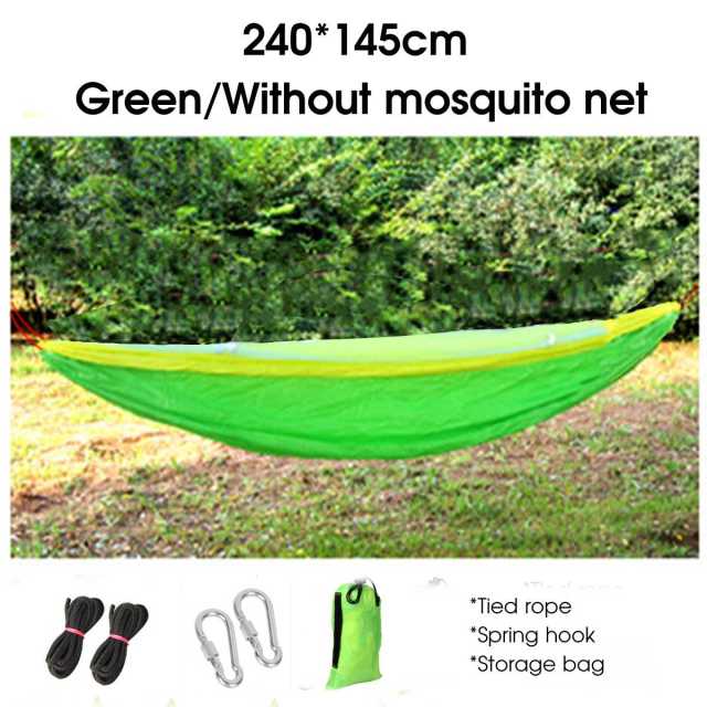1-2 Person Outdoor Camping Hammock with Mosquito Net 300KG Load High Strength Parachute Fabric Hanging Bed Hunting Sleep Swing