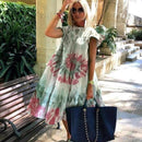 Z-ZOUX Women Dress Short Sleeve Pleated Long Dresses Fashion Bohemian Dress Solid Loose Summer Dresses Plus Size White Black New