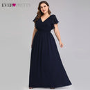 Plus Size Mother Of The Bride Dresses Ever Pretty EZ07709 Elegant A-line Chiffon Navy Blue Party Gowns Robe Mere De La Marie