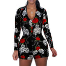 Sexy Bodysuit Women's Floral Long Sleeve Bodycon Bandage Jumpsuit Bodysuit Romper Casual Leotard Tops Sleepwear
