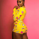 Sexy Bodysuit Women's Floral Long Sleeve Bodycon Bandage Jumpsuit Bodysuit Romper Casual Leotard Tops Sleepwear