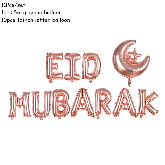 Eid Mubarak Banner Globos Ramadan Kareem Decoración Ramadan Mubarak Musulmán Festival Islámico Fiesta Decoraciones DIY