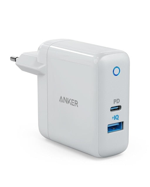 Cargador USB C Anker, cargador de pared PowerPort Speed+Duo con puerto de suministro de energía de 30 W para iPhone, iPad Pro, MacBook, Galaxy y más