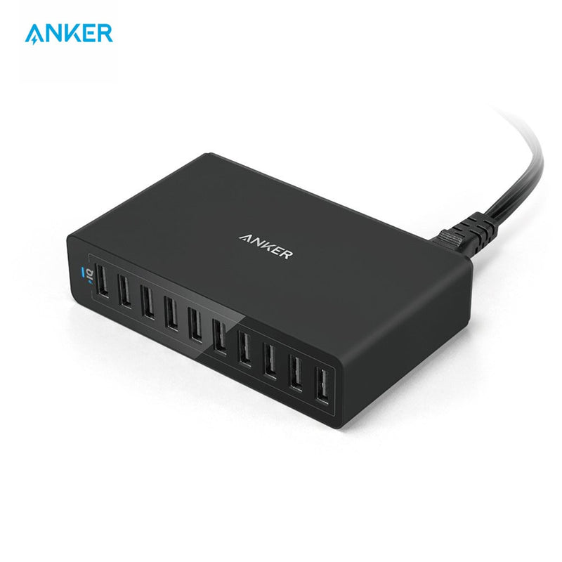 Anker 60W Cargador de pared USB de 10 puertos PowerPort10 para iPhone Xs/XS Max/XR/X iPad Pro/Air 2/mini Galaxy S7/S6/Edge/Plus Note 5 Más