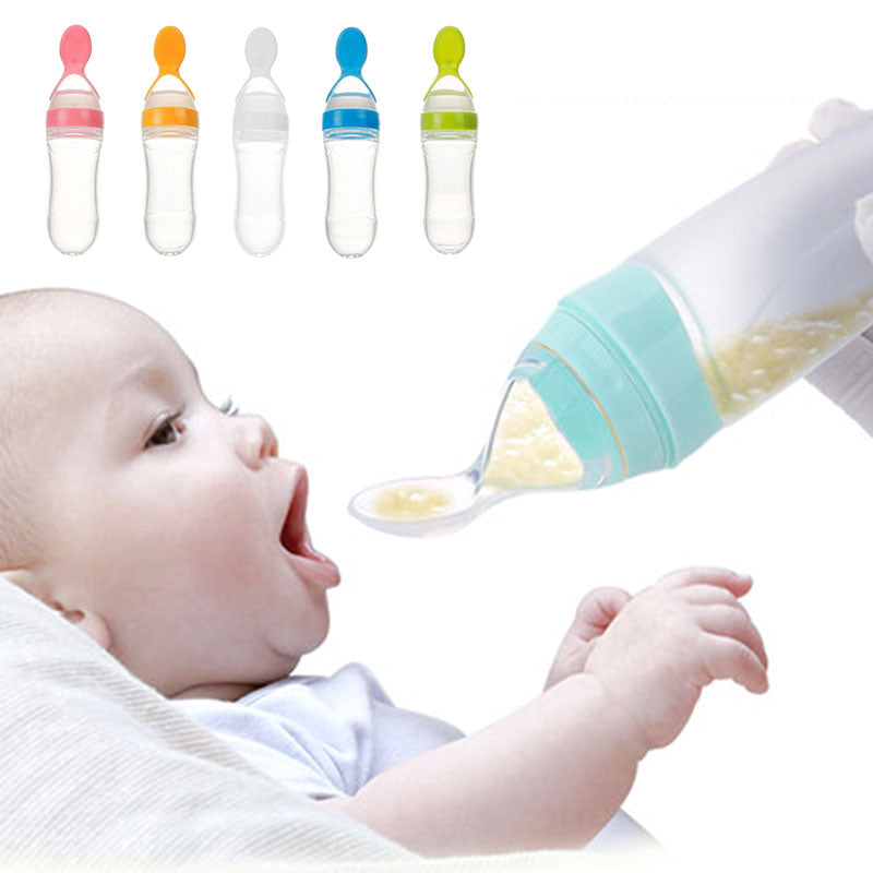 Biberón seguro de 90ML para bebés recién nacidos, cuchara de alimentación de silicona para niños pequeños, botella de leche, alimentador de entrenamiento para bebés, suplemento alimenticio