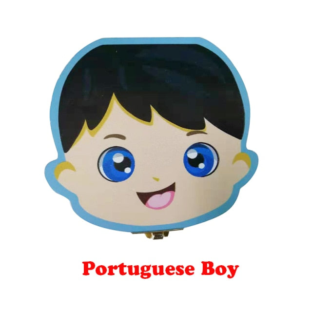 Caja de madera para dientes de bebé, organizador Umbilical de dientes de leche en inglés/español/portugués, caja de recuerdo para niños y niñas, regalos para bebés