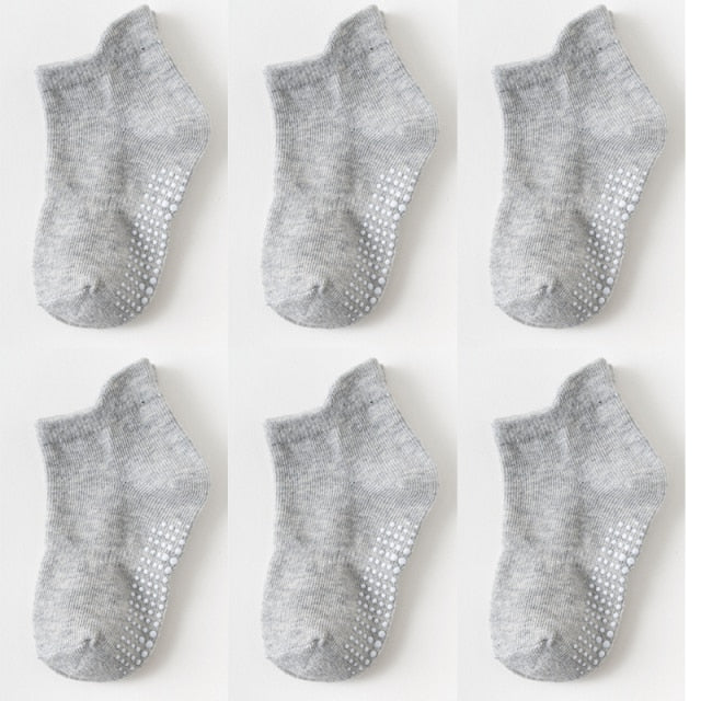 6 Paar/Los 0 bis 6 Jahre Baumwolle Kinder Anti-Rutsch-Bootssocken für Jungen Mädchen Low Cut Boden Kind Socke mit Gummigriffen Vier Jahreszeiten