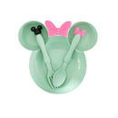 Tazón de paja de trigo para bebé, juego de vajilla de dibujos animados para niños, plato de cena para niños, tazón de entrenamiento para bebés, cuchara, tenedor para dejar caer el paquete opp