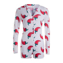 Body Sexy para mujer de manga larga con escote en V profundo ceñido al cuerpo elástico leotardo Crop Top botón corto mameluco pijama mujer mono monos