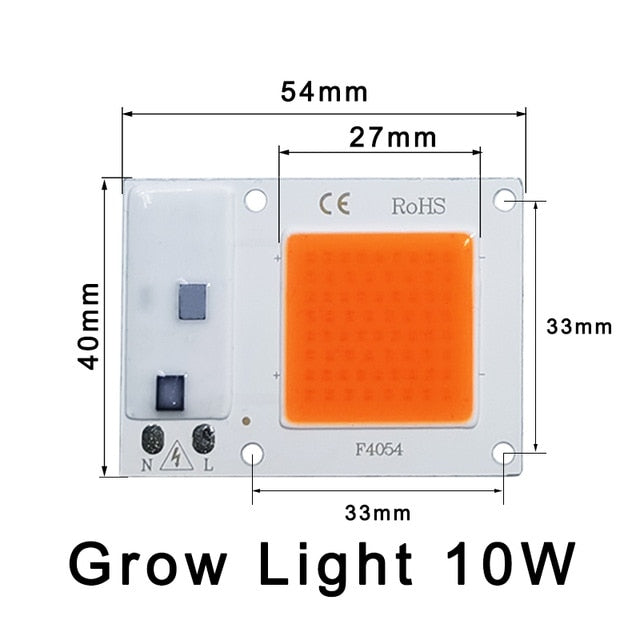 Chip de luz LED COB de espectro completo CA 220V 10W 20W 30W 50W sin necesidad de controlador para el crecimiento de plántulas de flores iluminación de plantas
