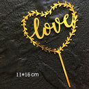 Feliz cumpleaños amor bandera pastel Topper acrílico letra oro plata pastel superior bandera decoración para fiesta de cumpleaños suministros de boda