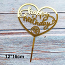Feliz cumpleaños amor bandera pastel Topper acrílico letra oro plata pastel superior bandera decoración para fiesta de cumpleaños suministros de boda