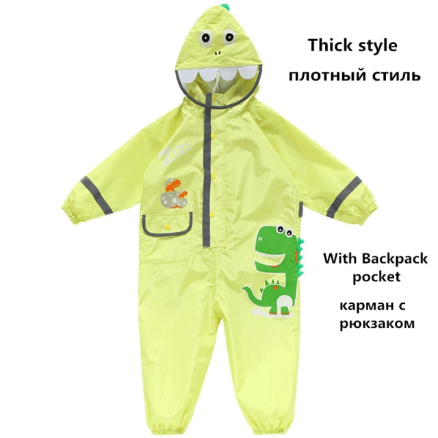 Chubasquero para niños de 1 a 10 años, mono impermeable para niños y niñas, ropa impermeable y pantalones para bebés con dinosaurio de dibujos animados de una pieza con capucha