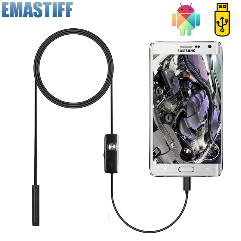 7 mm Endoskopkamera Flexible IP67 wasserdichte Micro-USB-Inspektionsendoskopkamera für Android PC Notebook 6 LEDs einstellbar
