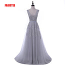 FADISTEE Vestido De Festa Süße rosa Spitze mit V-Ausschnitt, langes Abendkleid, Brautparty, sexy, rückenfreie Perlen, Perlen, Abschlussballkleider zum Schnüren