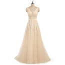 FADISTEE Vestido De Festa Süße rosa Spitze mit V-Ausschnitt, langes Abendkleid, Brautparty, sexy, rückenfreie Perlen, Perlen, Abschlussballkleider zum Schnüren